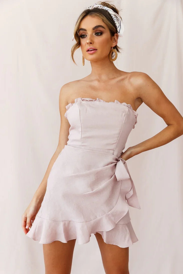 Stacey Frill Bustier Wrap Dress Blush