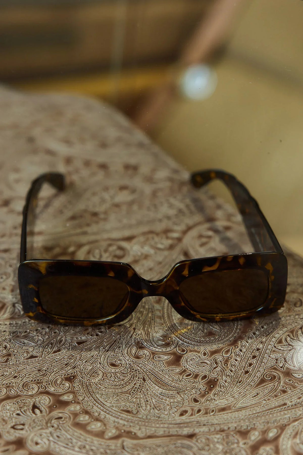 Hailey Rectangular Sunglasses Tortoiseshell Brown