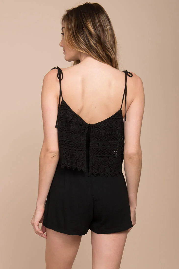 Hailee Crochet Romper Black