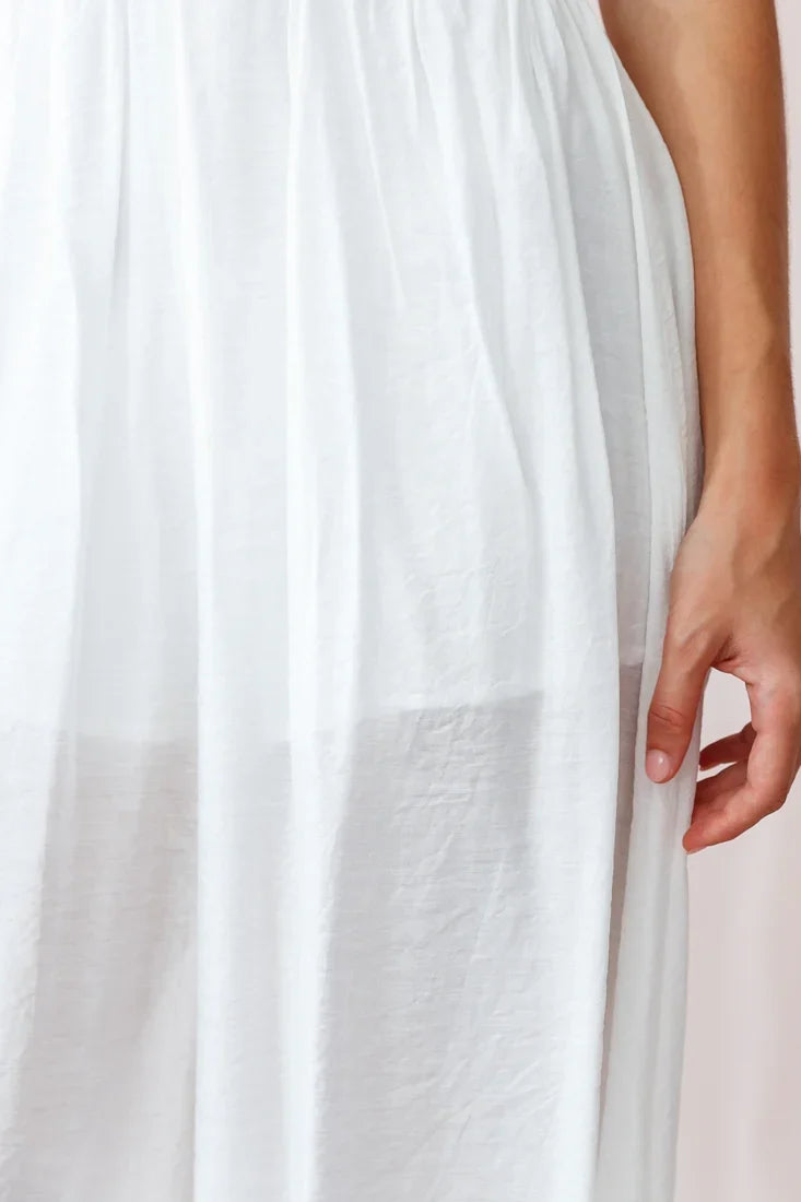 Laney Wide Leg Ruffle Detail Jumpsuit White