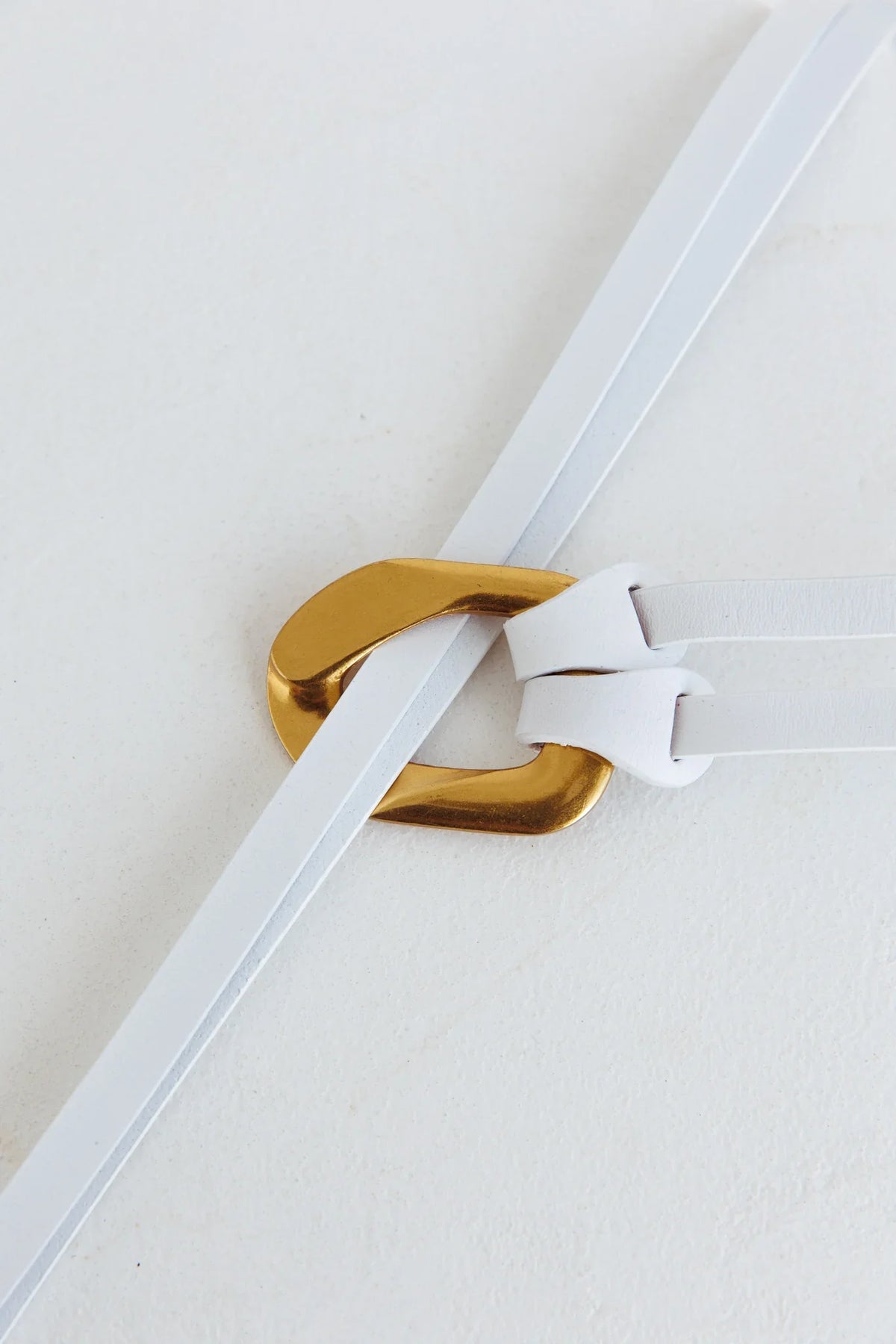 Lyan Gold Buckle Belt White
