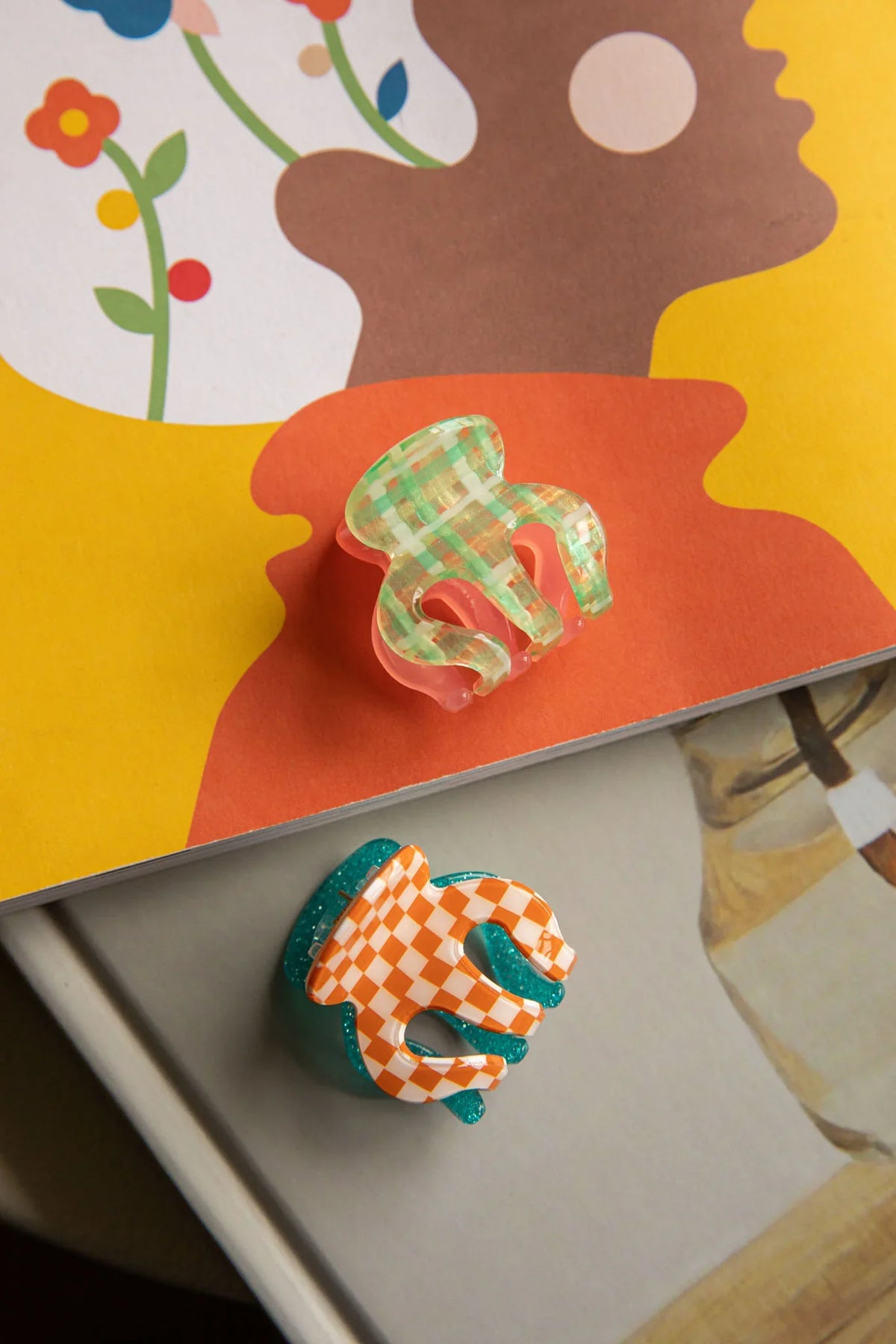 Anita Two-Side Hair Clip Green/Pink
