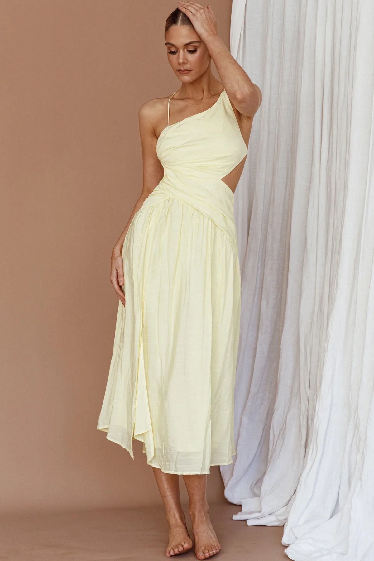 Destination Open Back Midi Dress Lemon