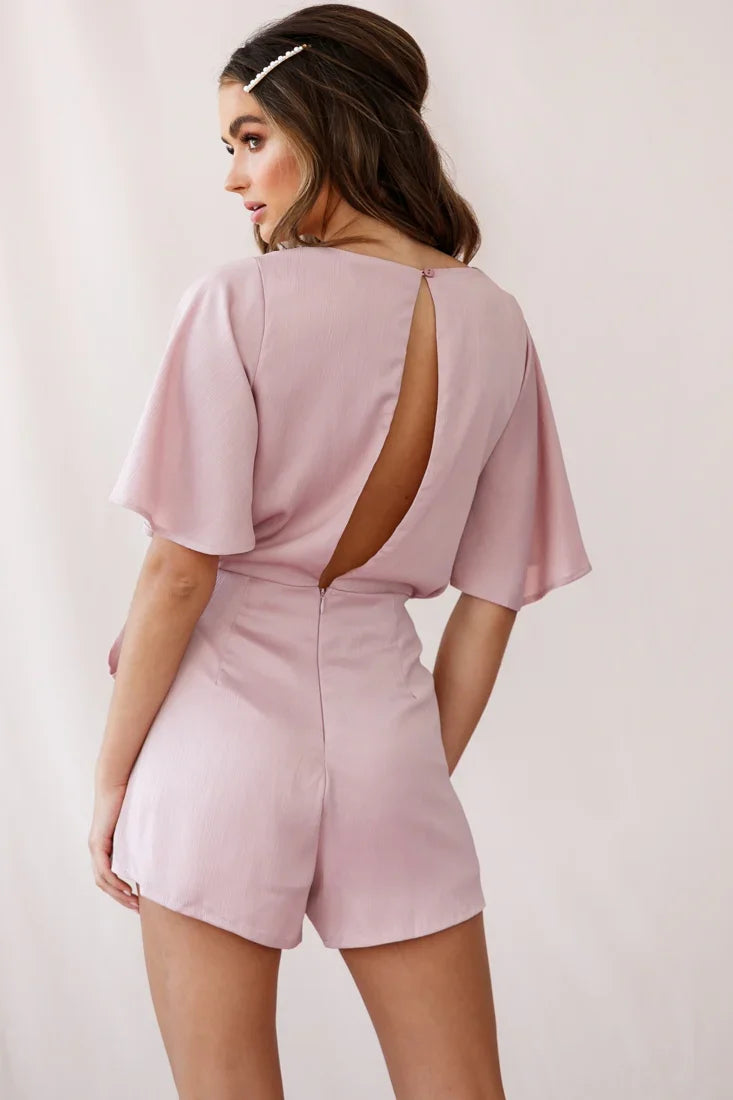 Nadi V-Neckline Wrap Romper Blush