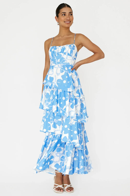 Hopeful Tiered Layered Maxi Dress Blue