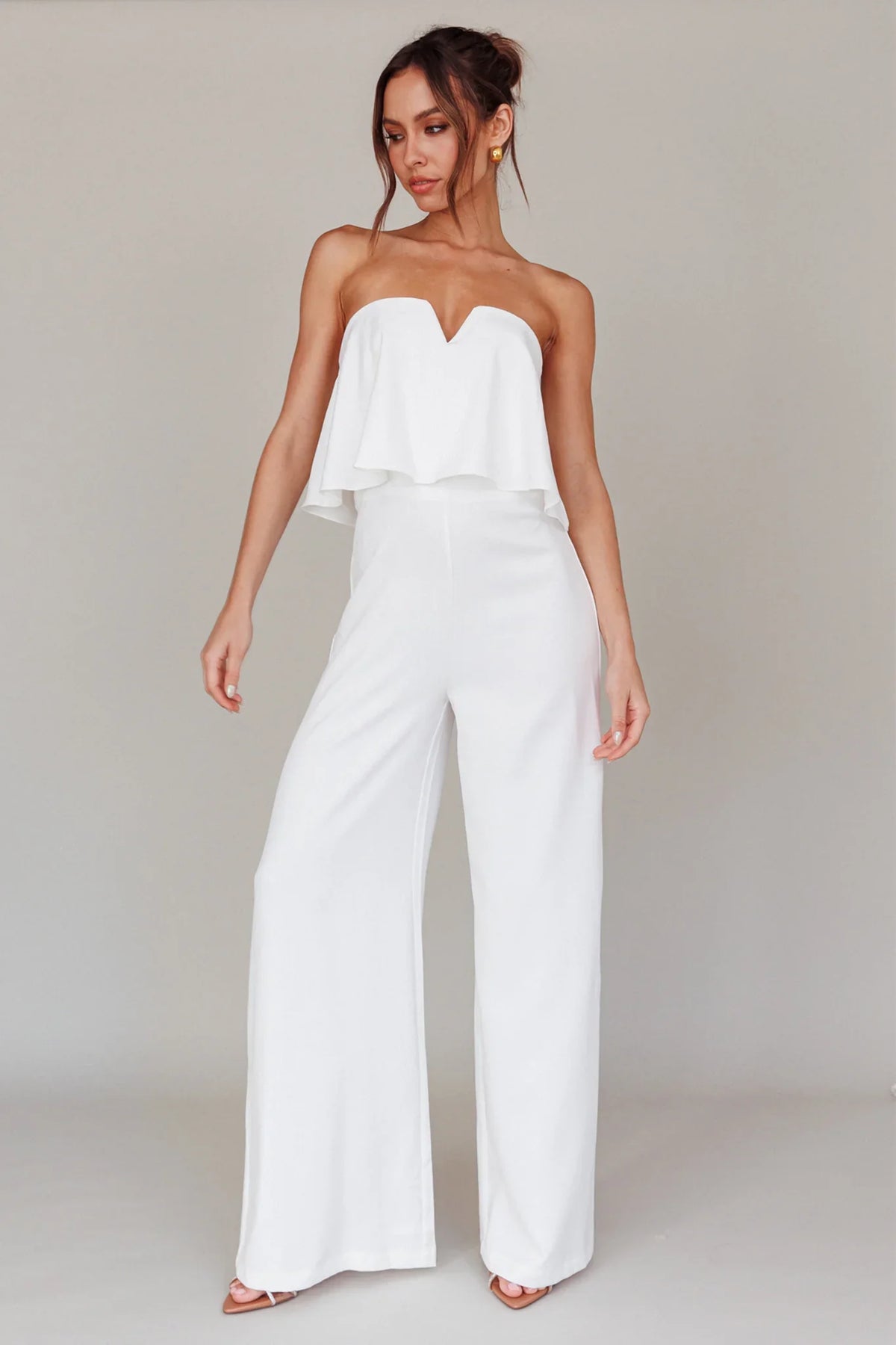 Butterfly Kiss Strapless Jumpsuit Off White