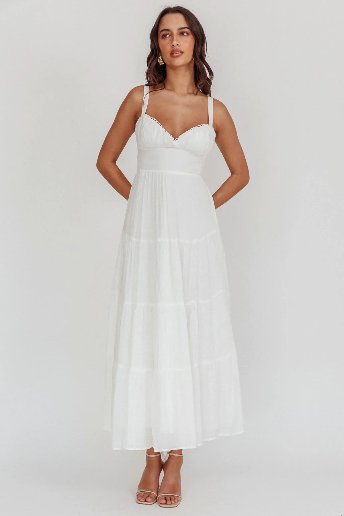Neptune Cut Out Back A-Line Maxi Dress White