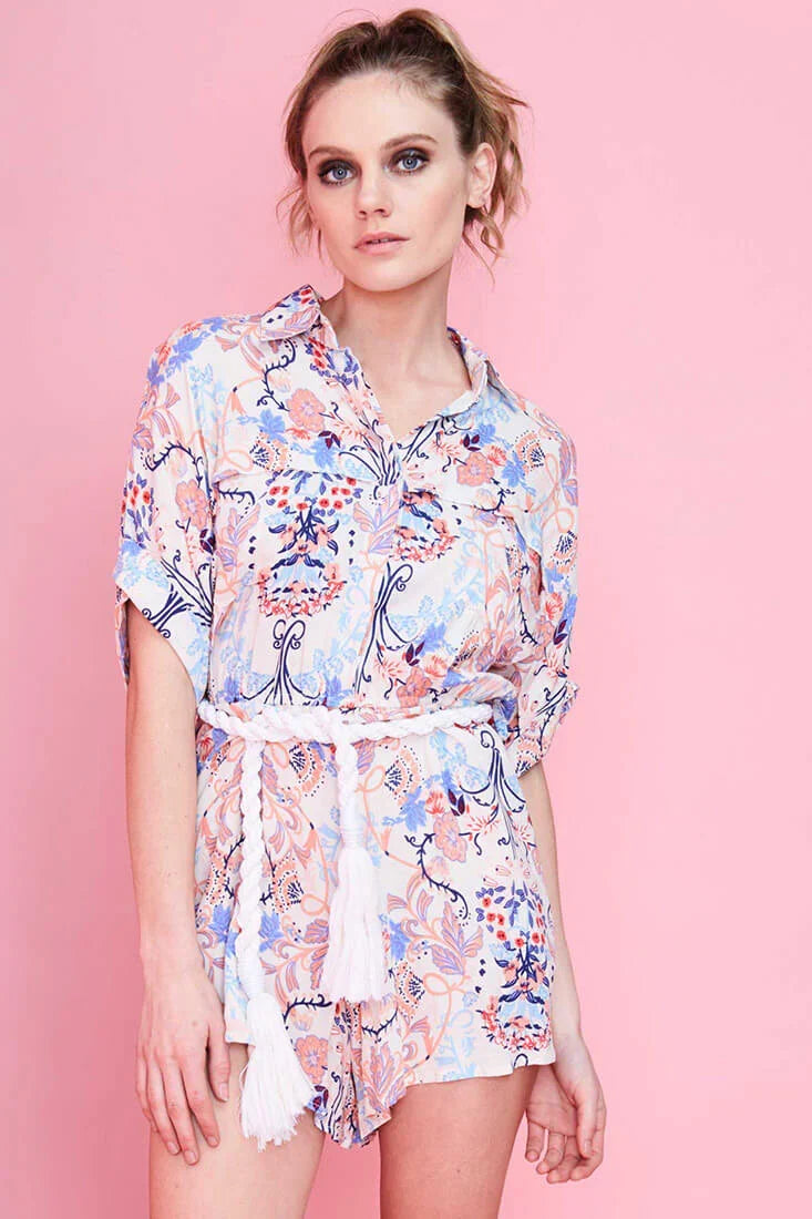 Cassidy Casual Romper Floral Red