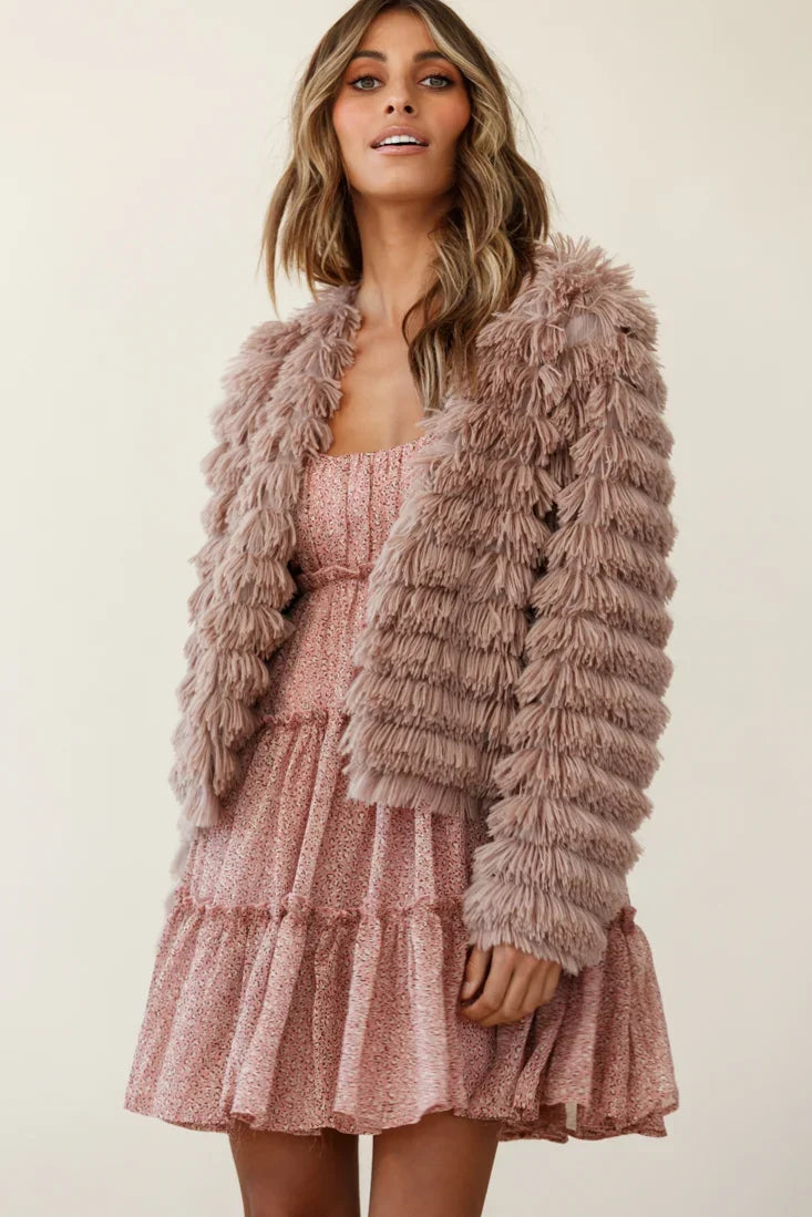 Montana Shaggy Faux Fur Jacket Camel