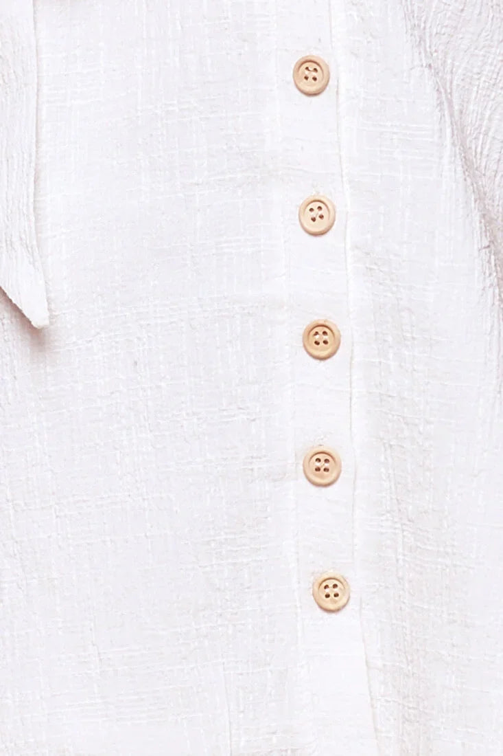 Dara Button Accent Dress White
