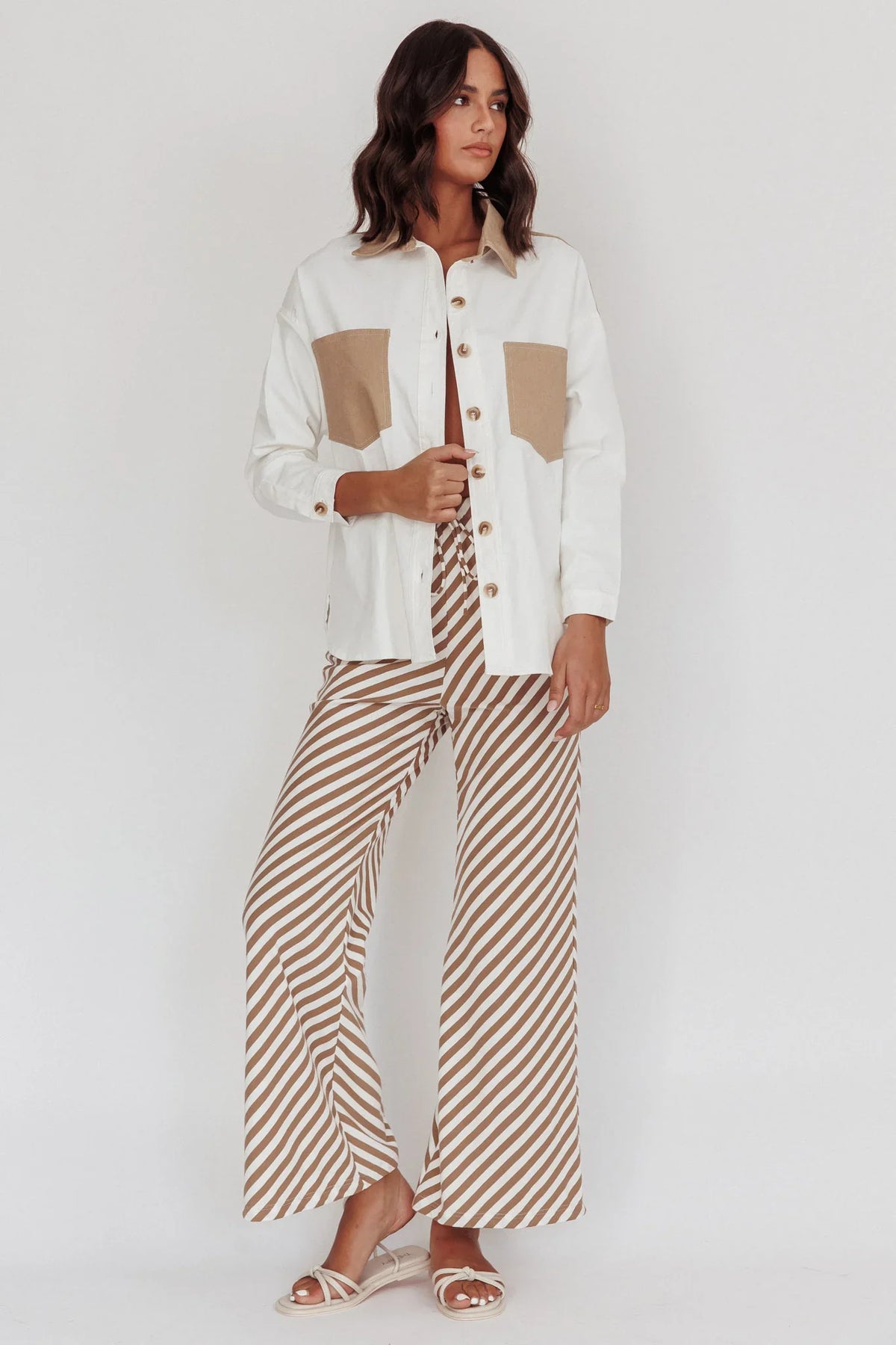 Lake Days Chest Pocket Shirt White Beige