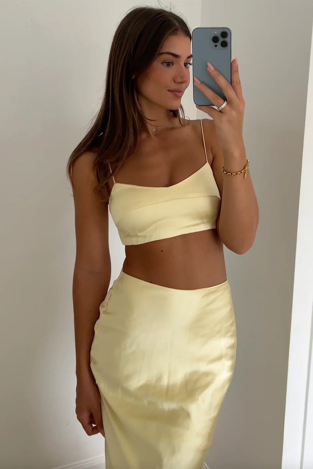 The Moment Cami Strap Crop Top Light Yellow