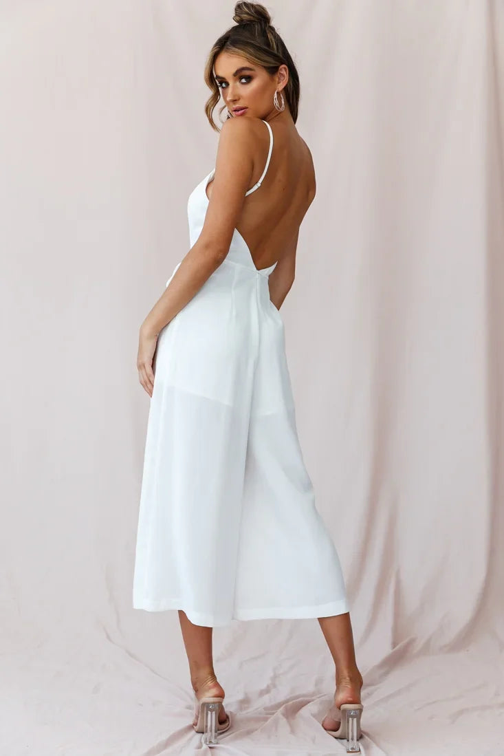 Brighton Low Back Wide Leg Jumpsuit White