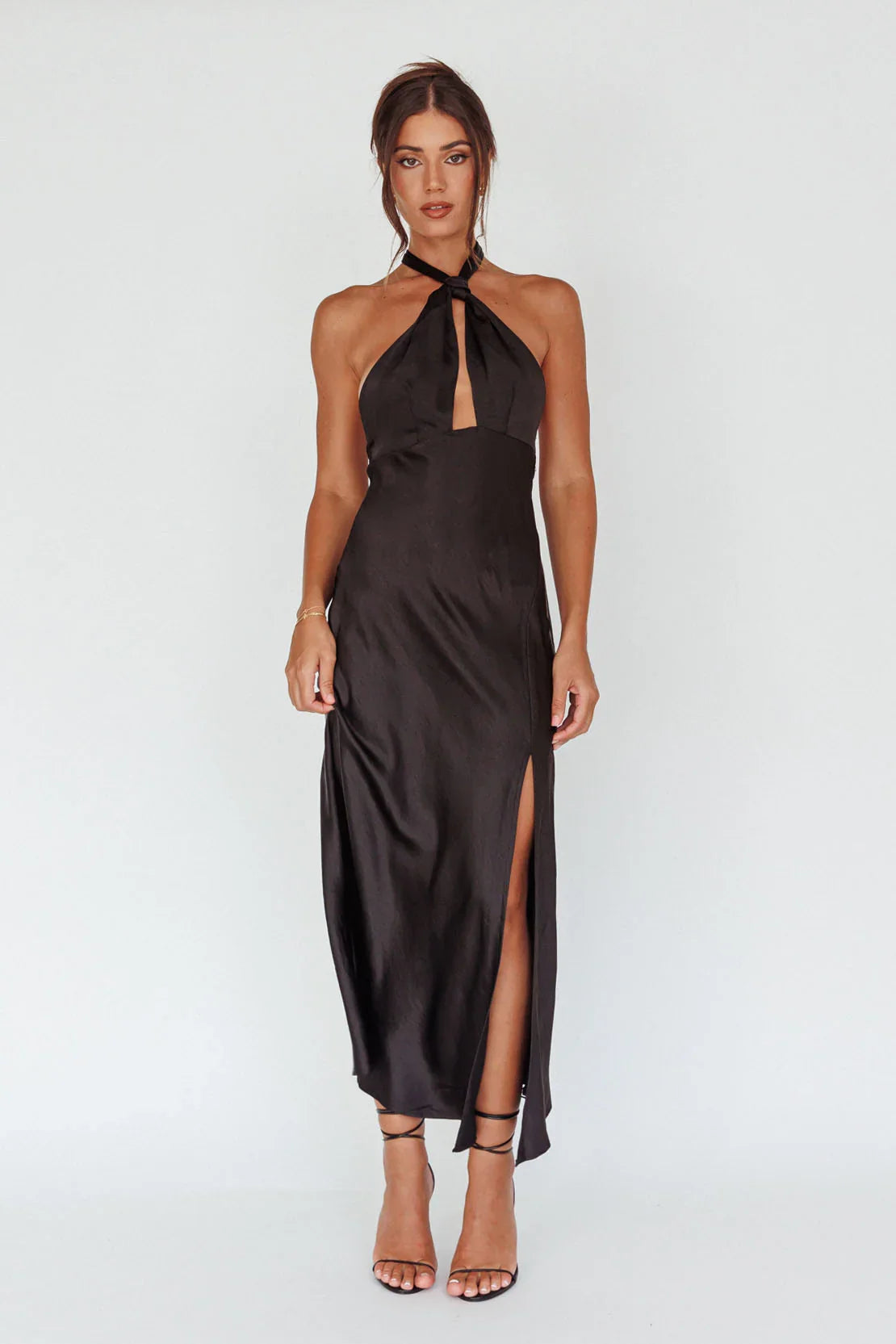 Te Amo Halterneck Open Back Midi Dress Black