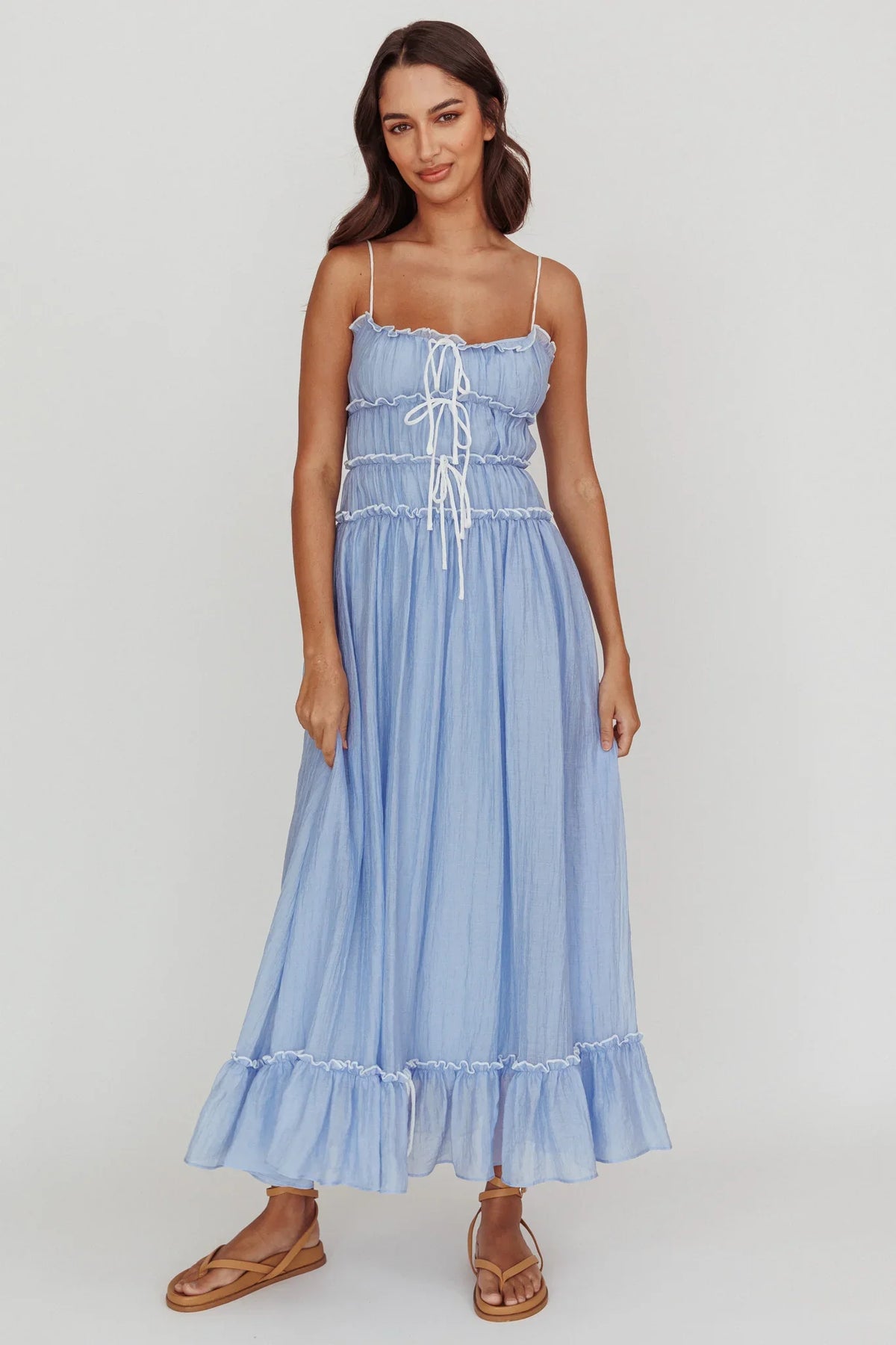 Maidens Tie Accent Maxi Dress Cloud Blue