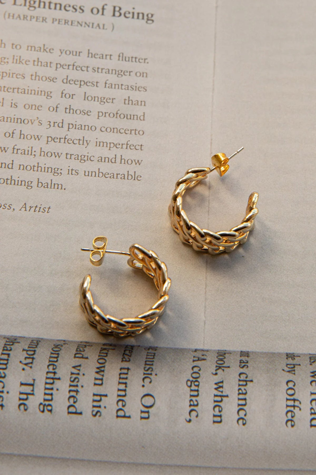 Damian Open Chain Hoop Earrings Gold