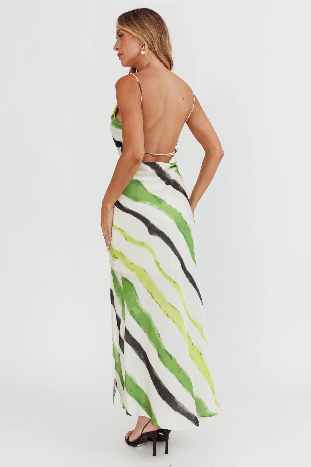 Blondine Cowl Bust Split Maxi Dress Green