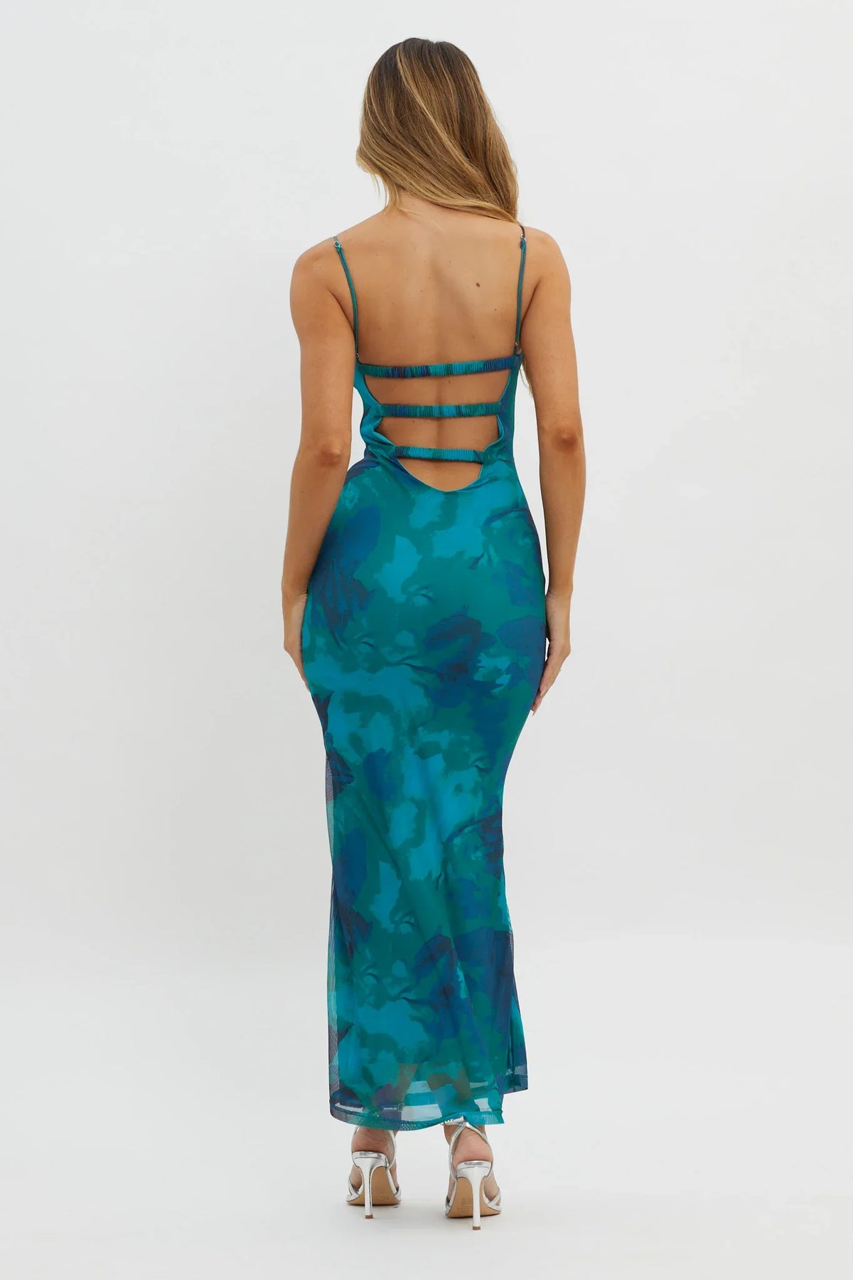 Lennox Elastic Back Bodycon Dress Floral Green