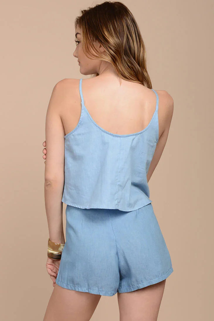 Aranza Chambray Top Blue