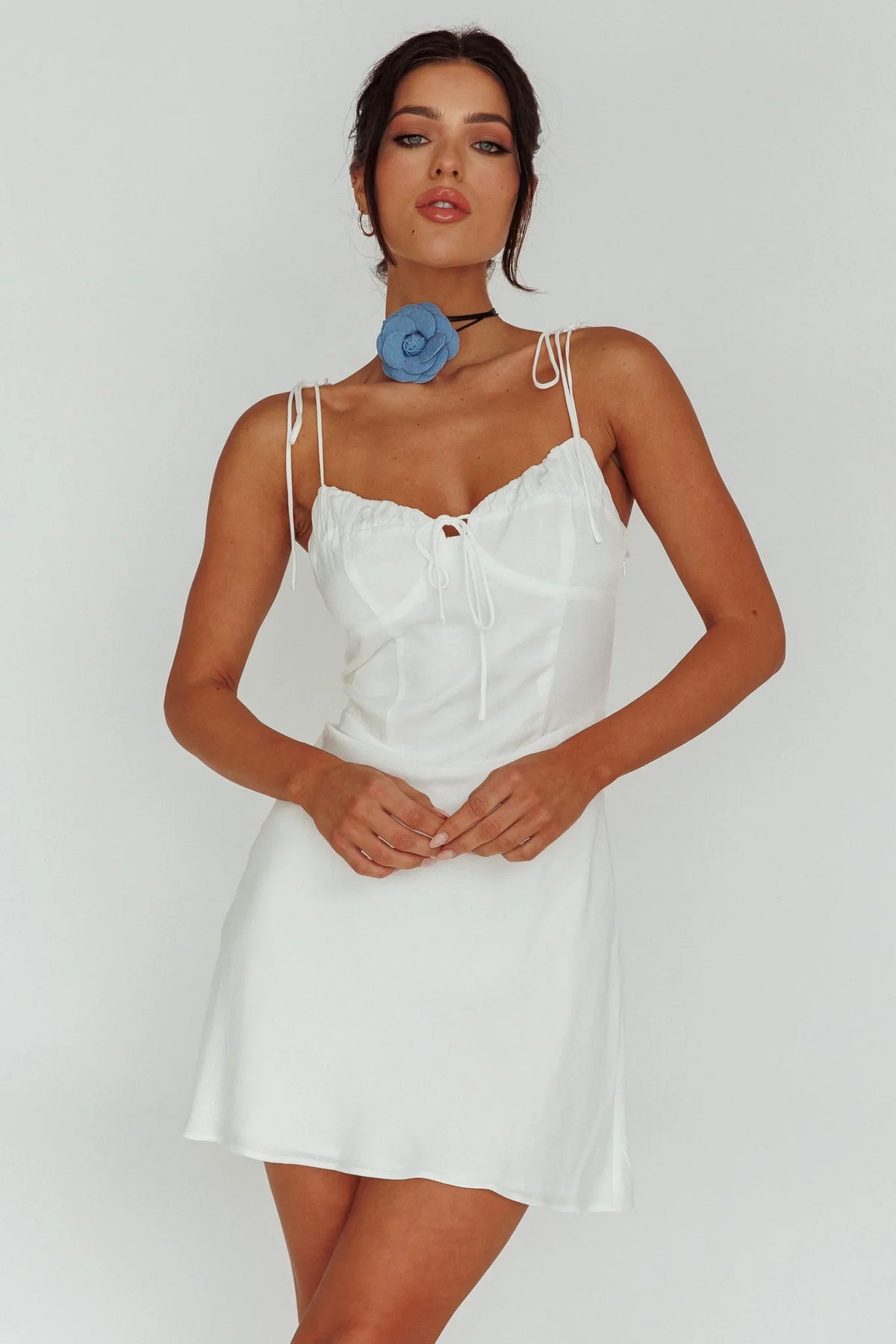 Heavenly Feels Tied Shoulder Mini Dress White