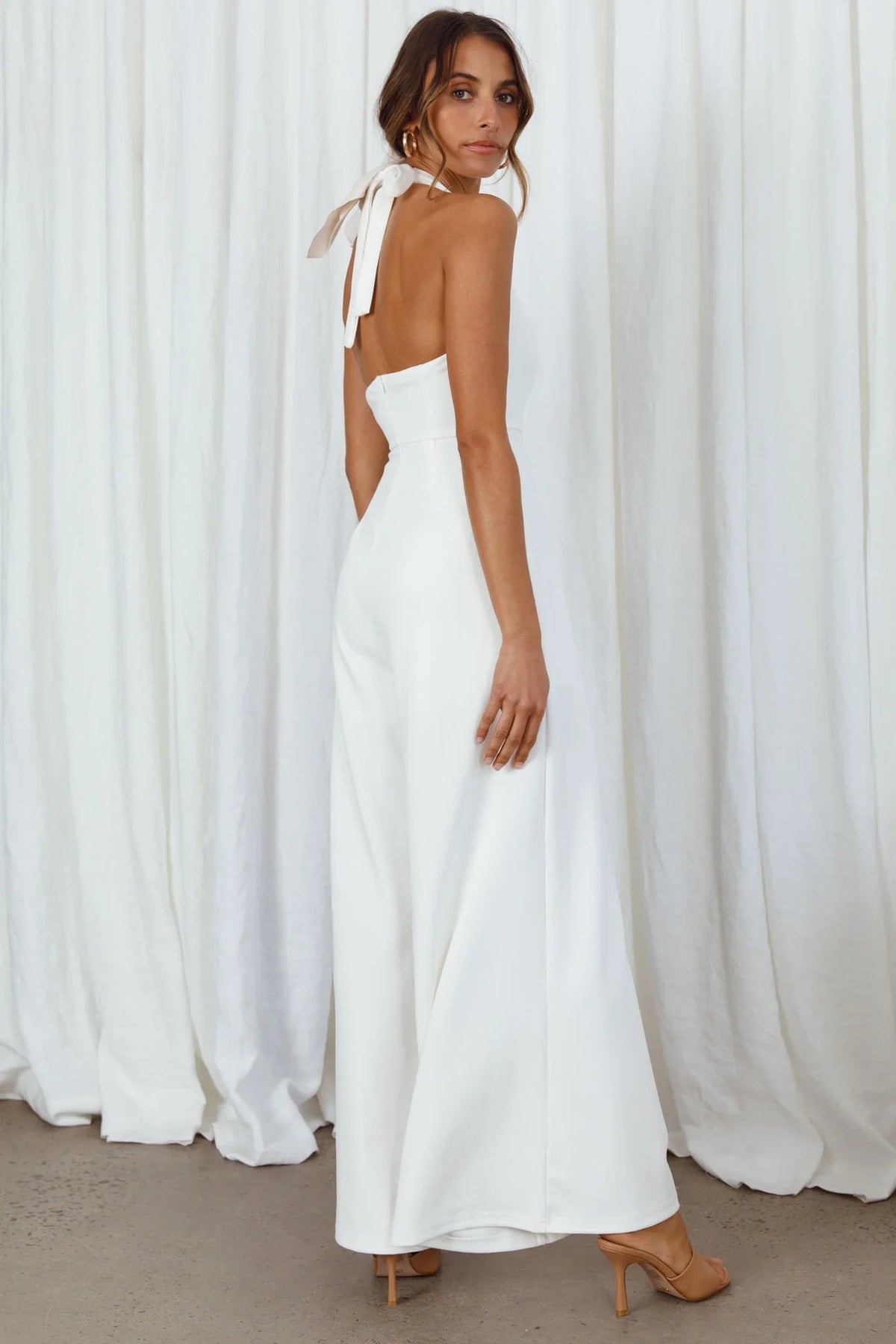 Remember This Halterneck Wide Leg Jumpsuit White