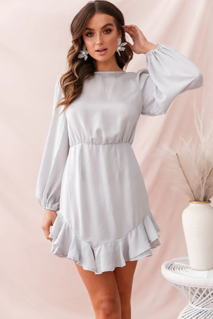 Sydney Double Bow Back Dress Silver