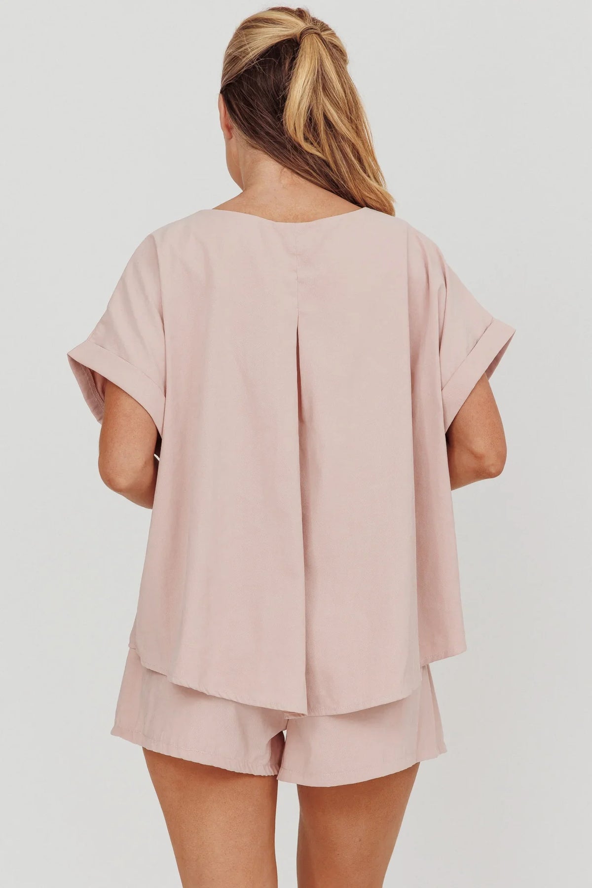 Yuna Pleat Back Boxy Tee Blush