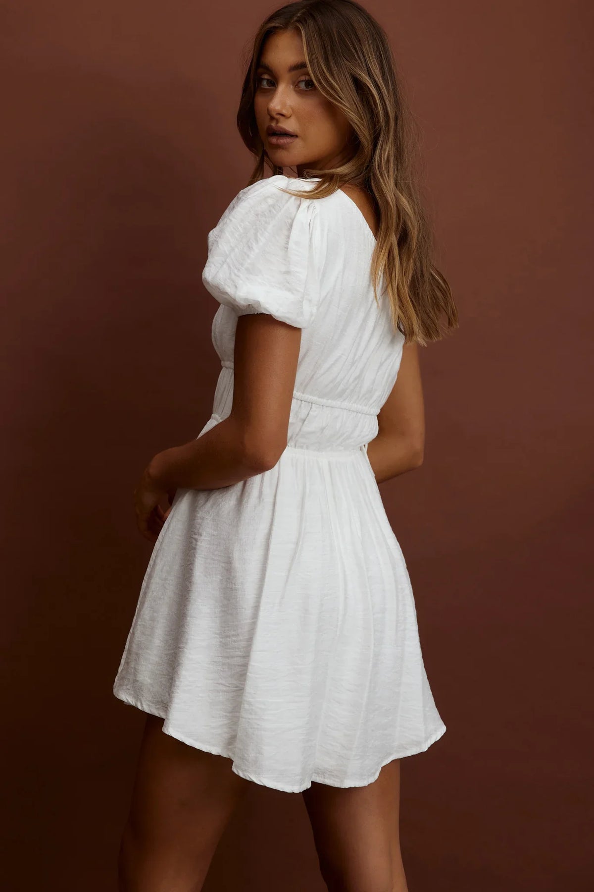 True Heart One-Shoulder A-Line Dress White