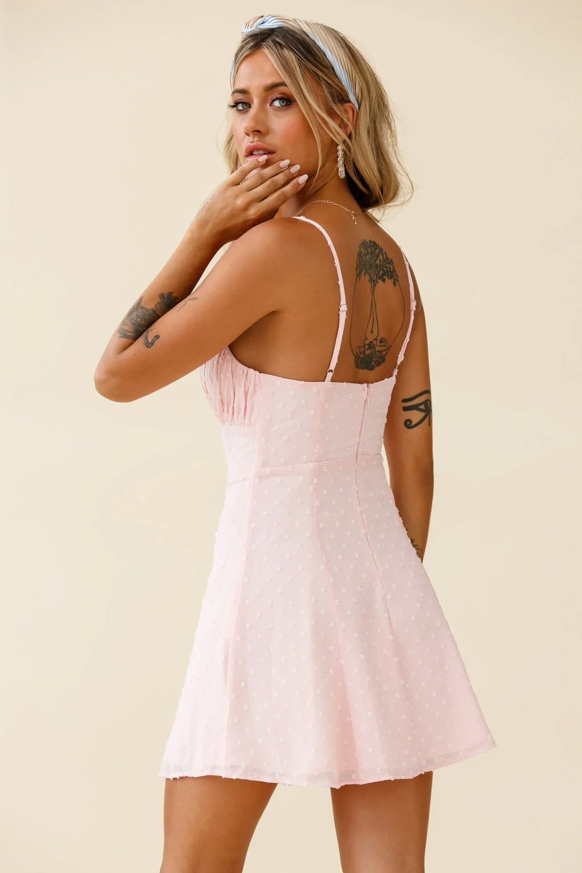 Good Morning Angel Ruched Bust A-Line Dress Pink