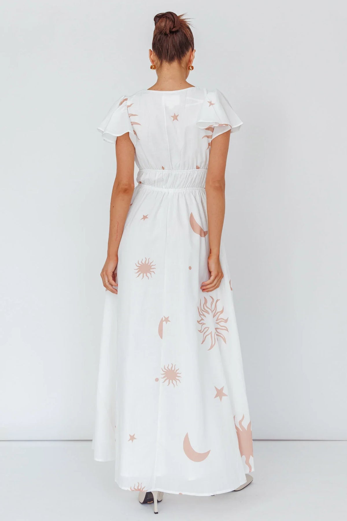 Carnivale Angel Sleeve Maxi Dress White/Beige