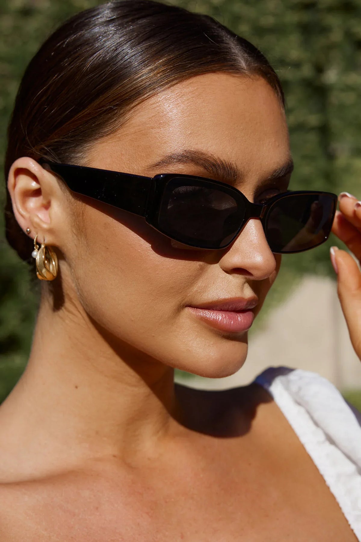 Kendall Slim Rectangle Sunglasses Black