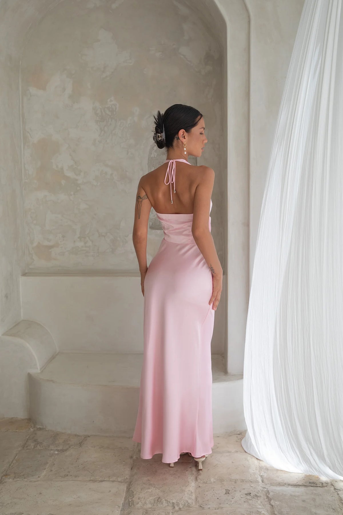 Destinations Halter Maxi Dress Pink