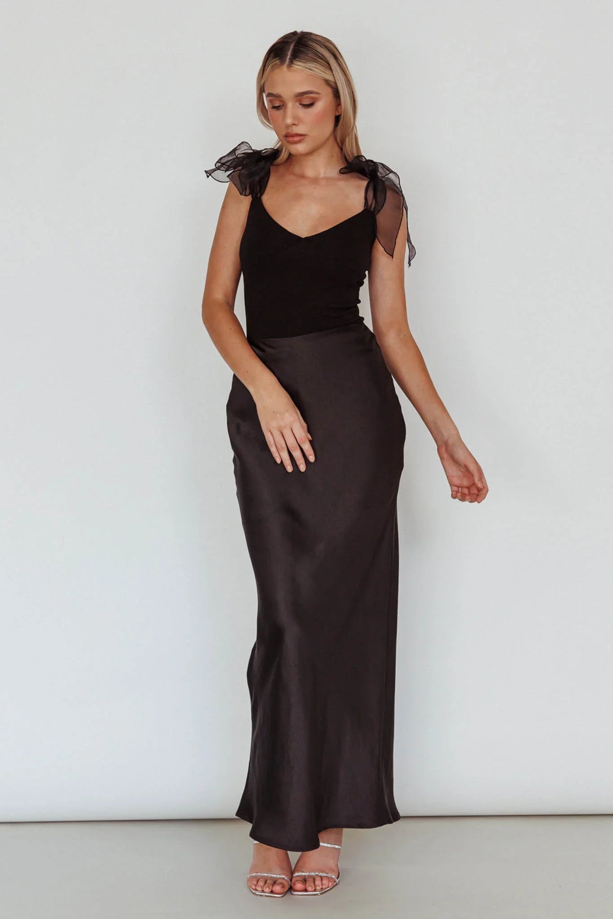 Midsomer Tied Shoulder Bodysuit Black