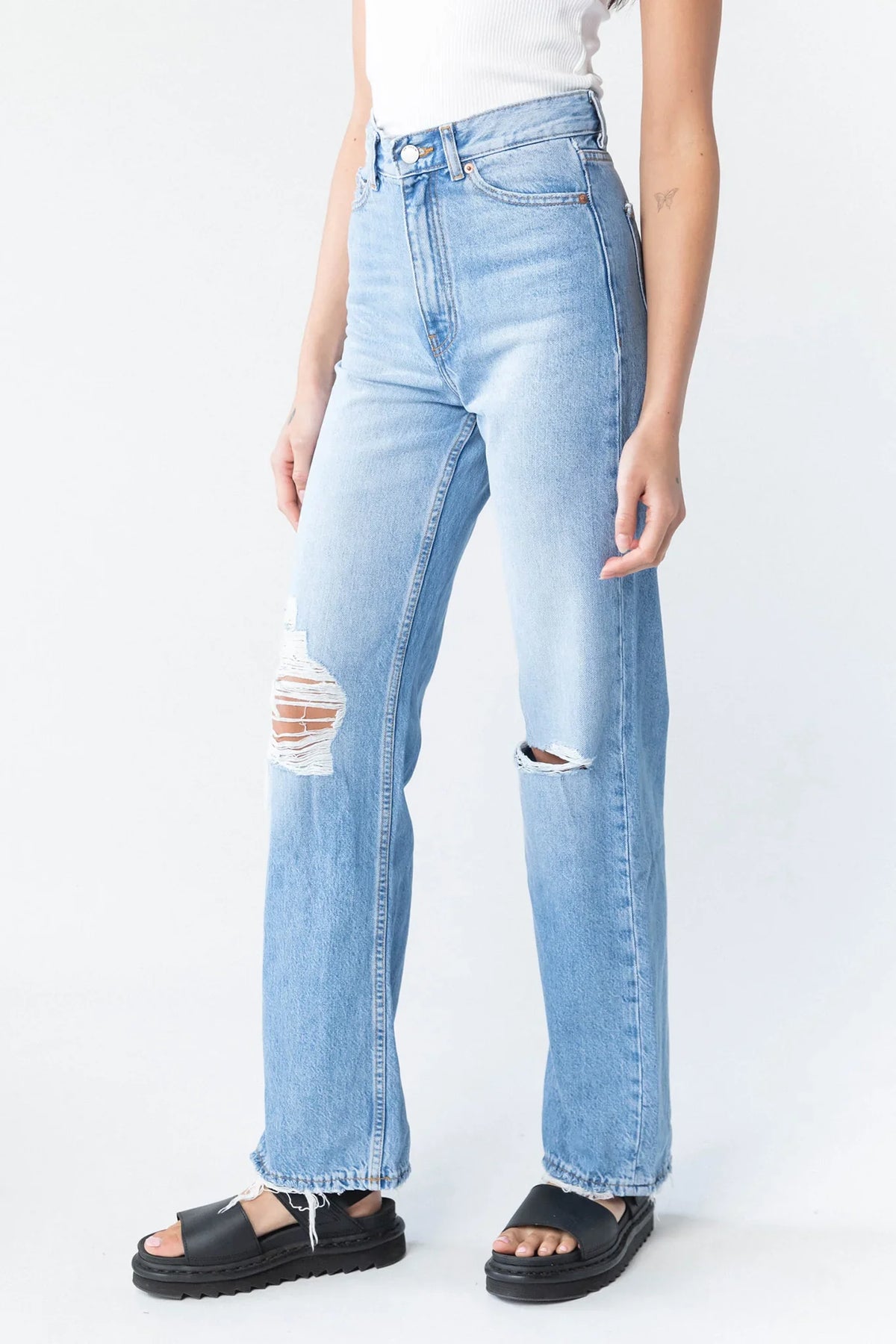 DR DENIM Echo Jeans Empress Sky Blue Rip