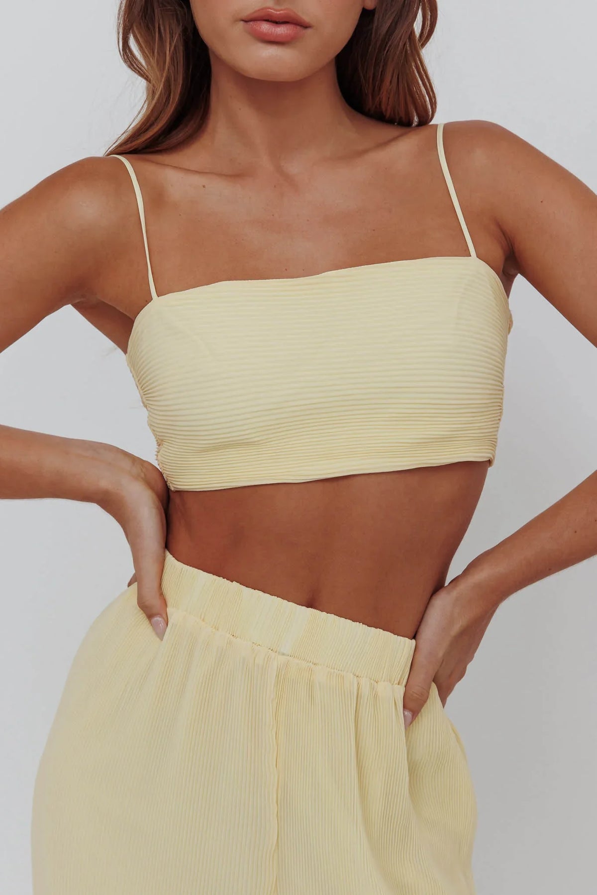 Light Energy Tie Back Crop Top Lemon