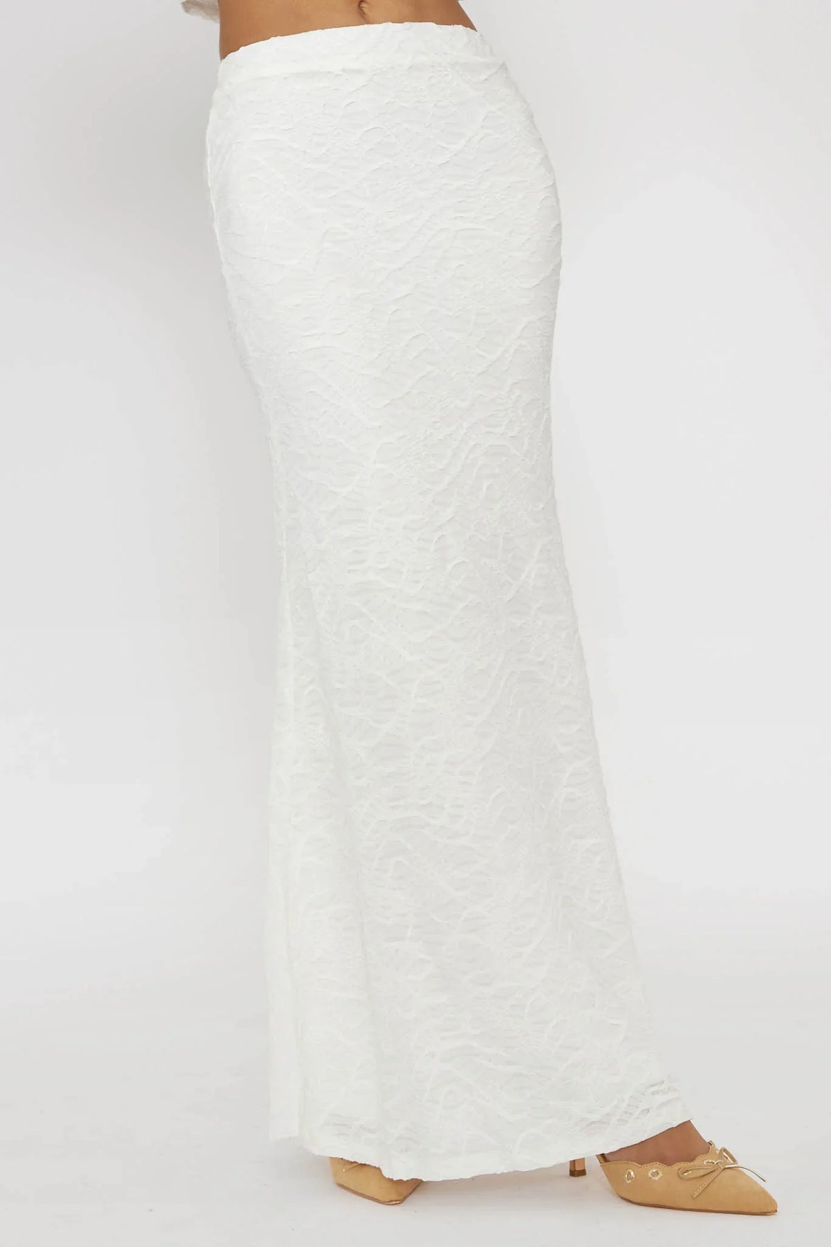 Chat Me Up Embellished Maxi Skirt White