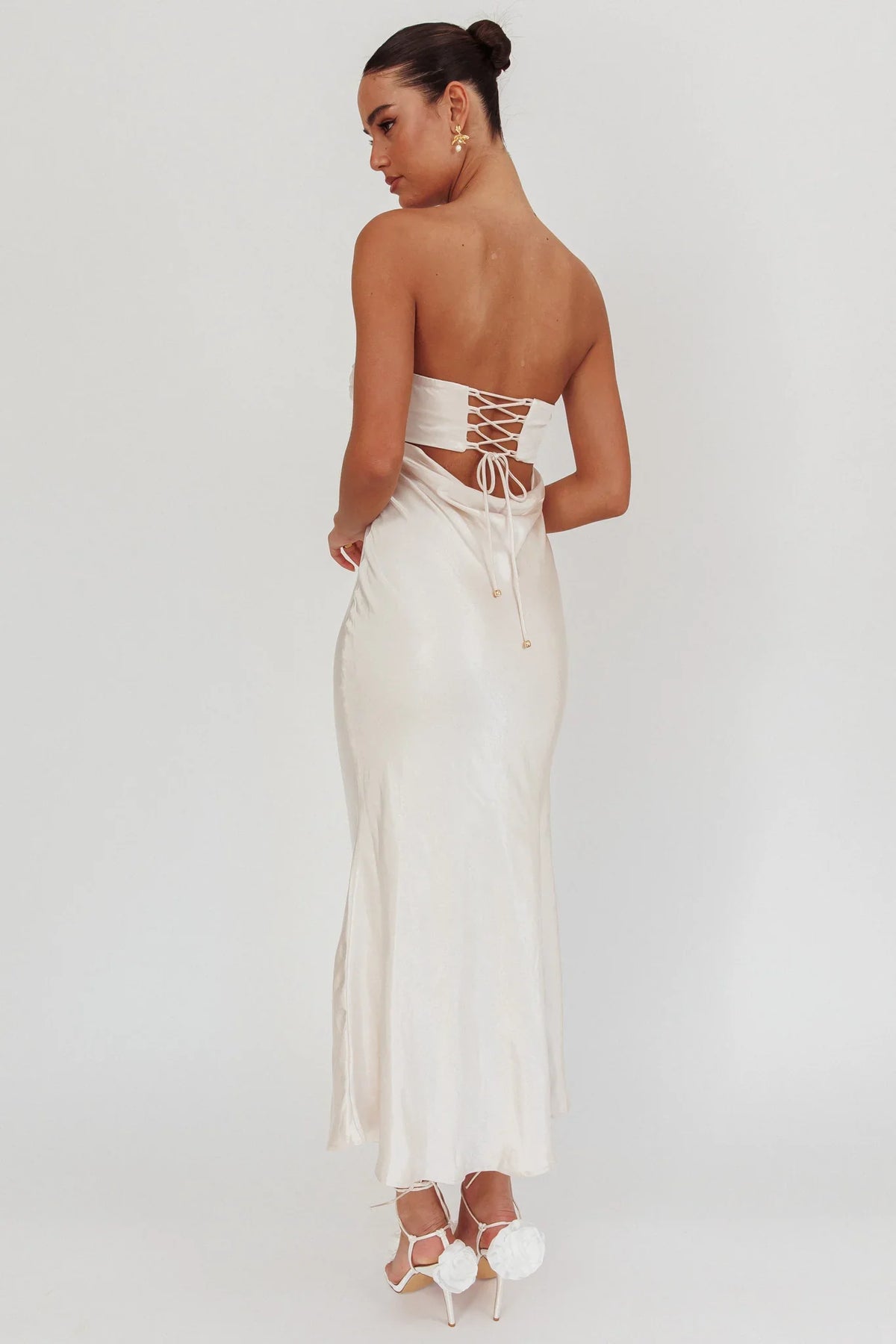 Moon Song Strapless Laced Back Dress Champagne