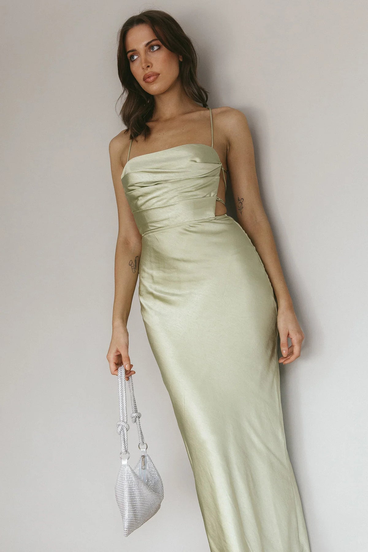 Heaven On Earth Lace-Up Back Maxi Dress Kiwi