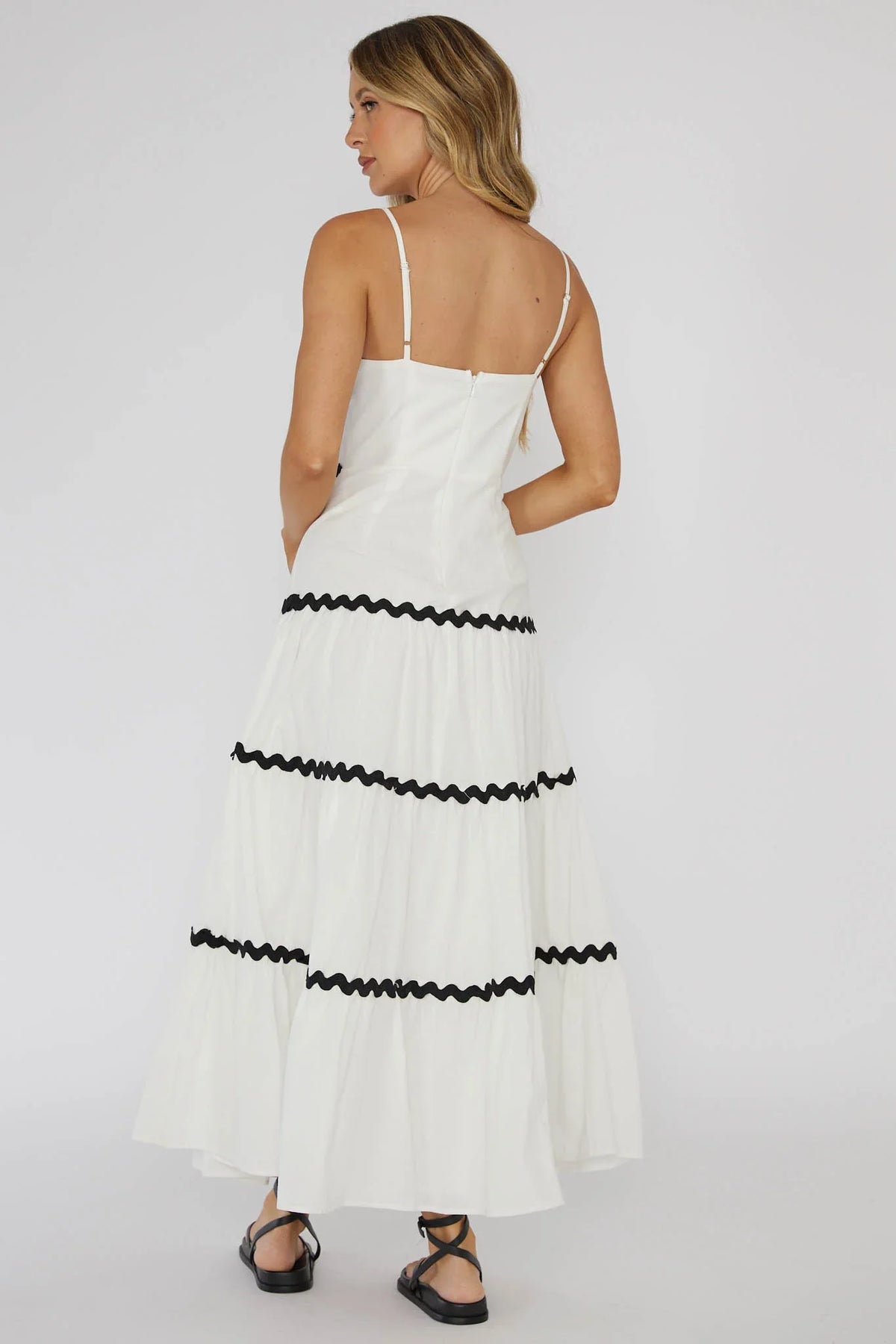 Confidante Ric Rac Trim Maxi Dress White