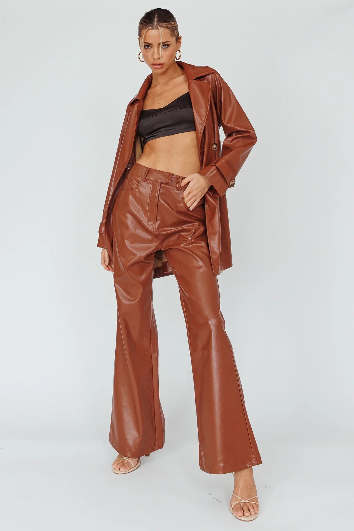 Coussin Faux Leather Pants Terracotta