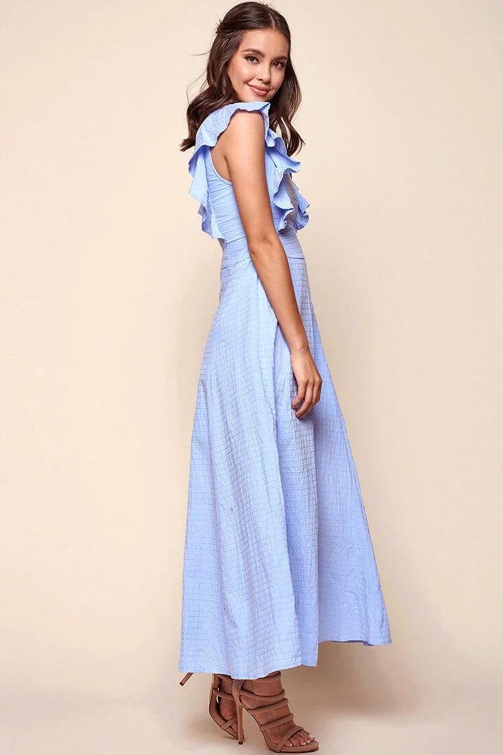 Kindall Classic Casual Dress Steel Blue