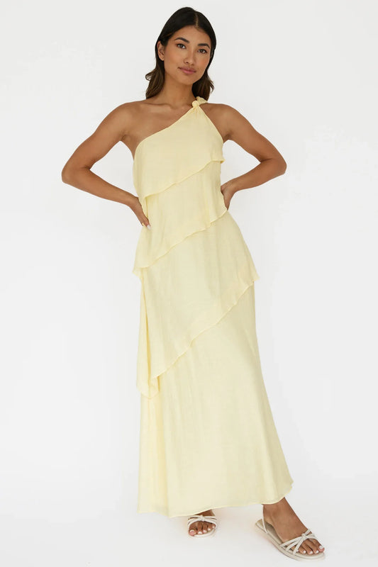Delwyn One-Shoulder Maxi Dress Yellow