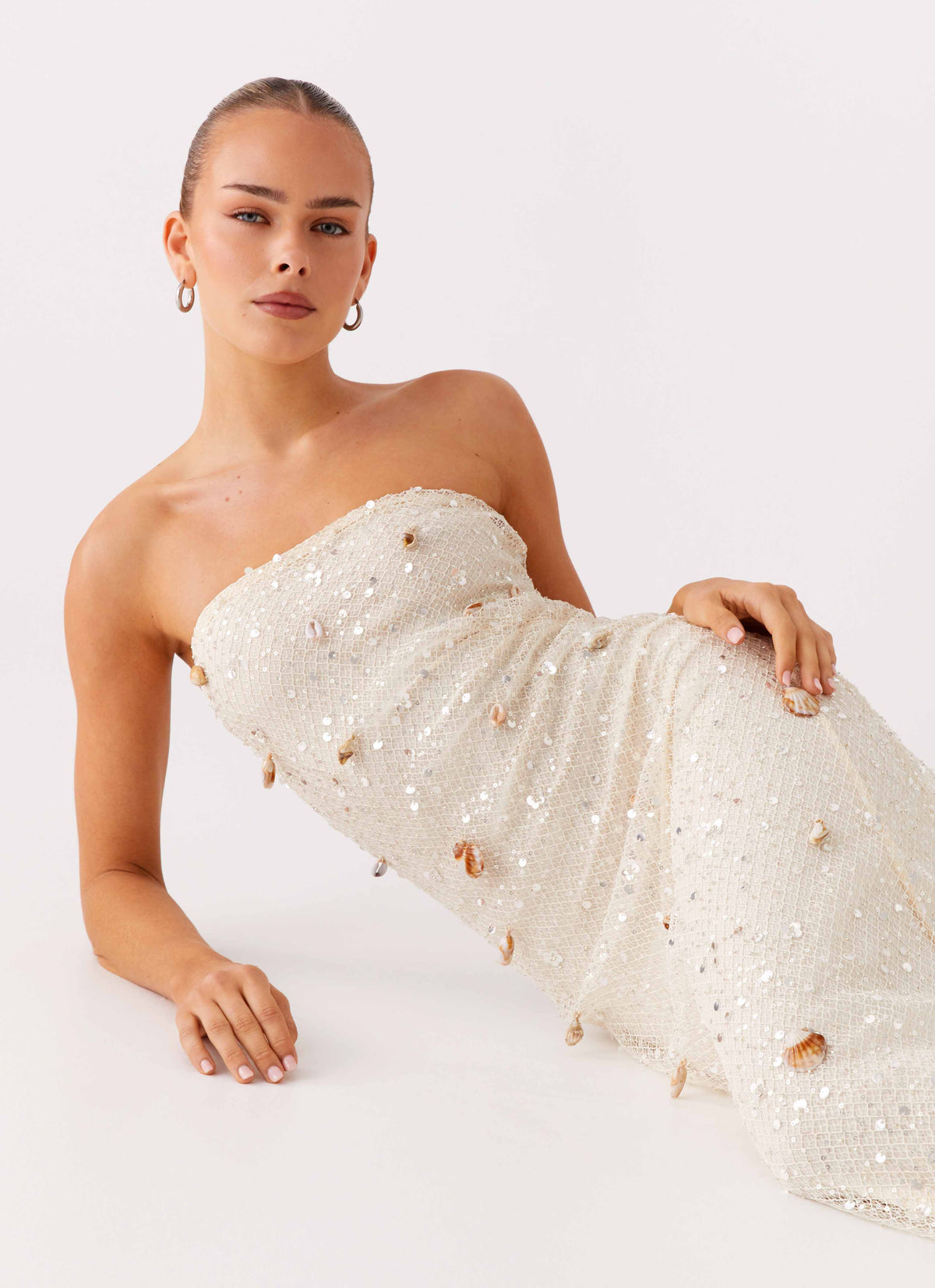 Orelli Shell Sequin Knit Maxi Dress - Ivory