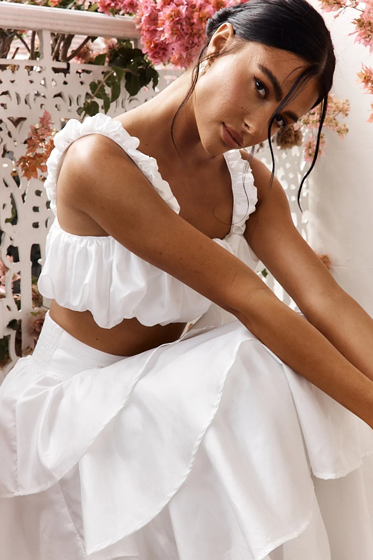 Sozo Bubble Crop Top Ivory