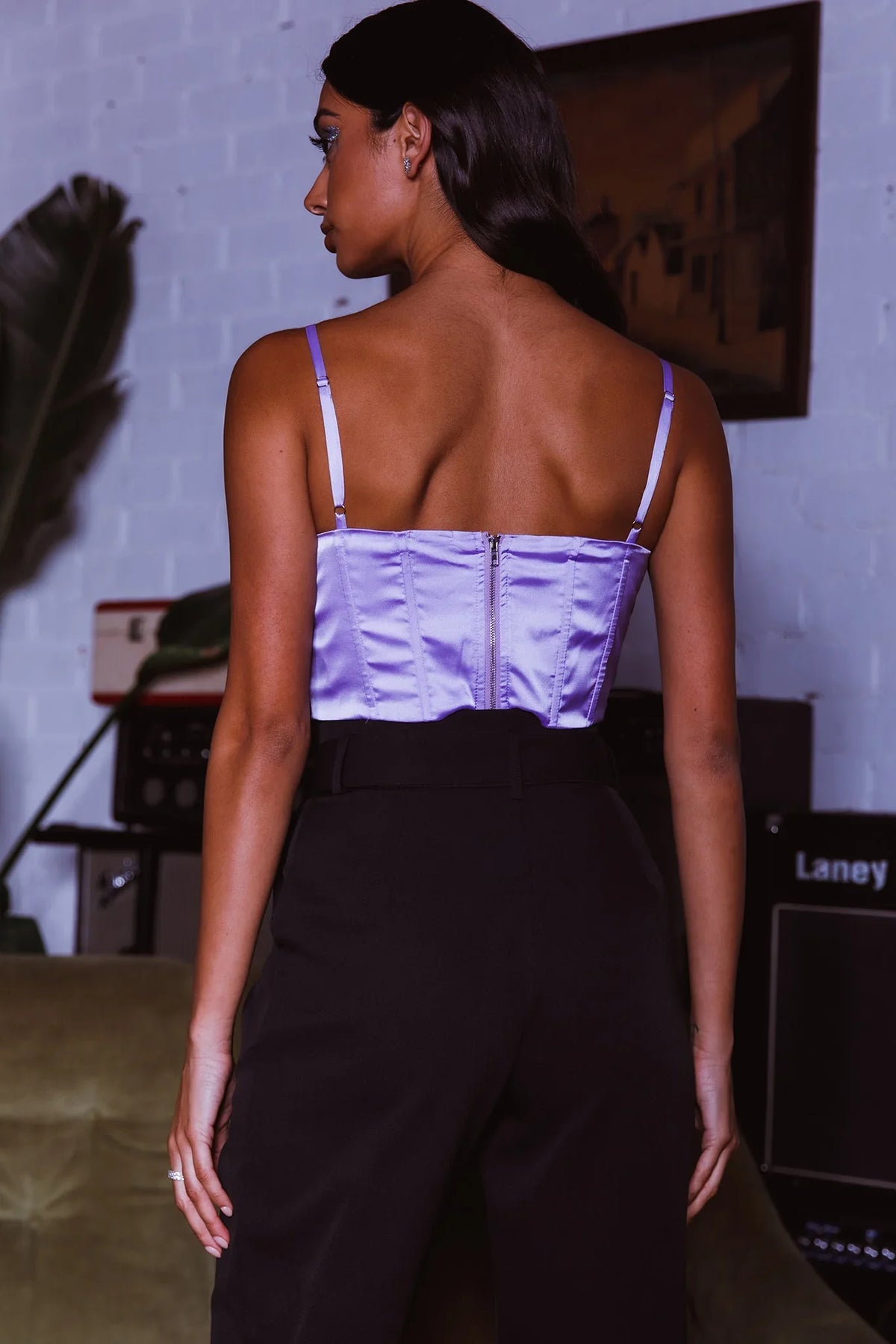 Lila Cowl Neck Corset Top Lilac