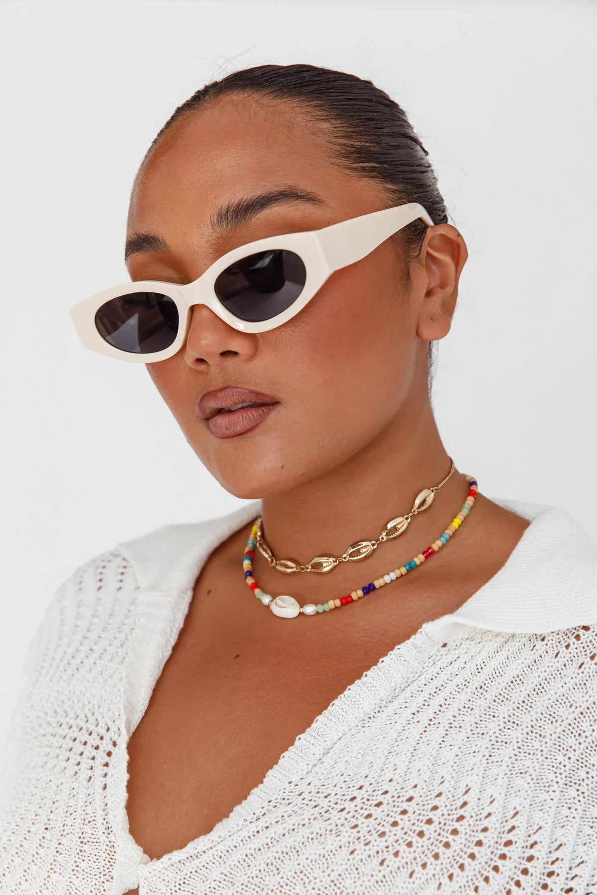 Regina Cat-eye Acetate Sunglasses Cream