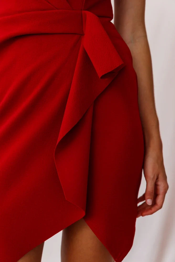 Tesla Cami Strap Sculpted Fabric Dress Red