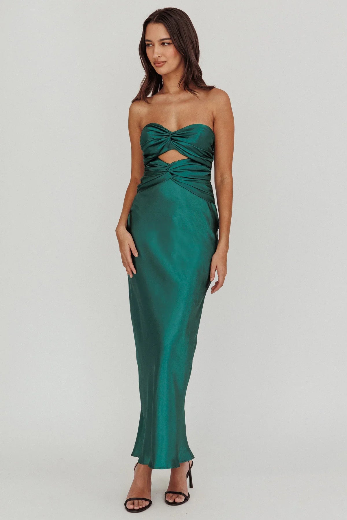 Good Impression Double Twist Midi Dress Forest Green