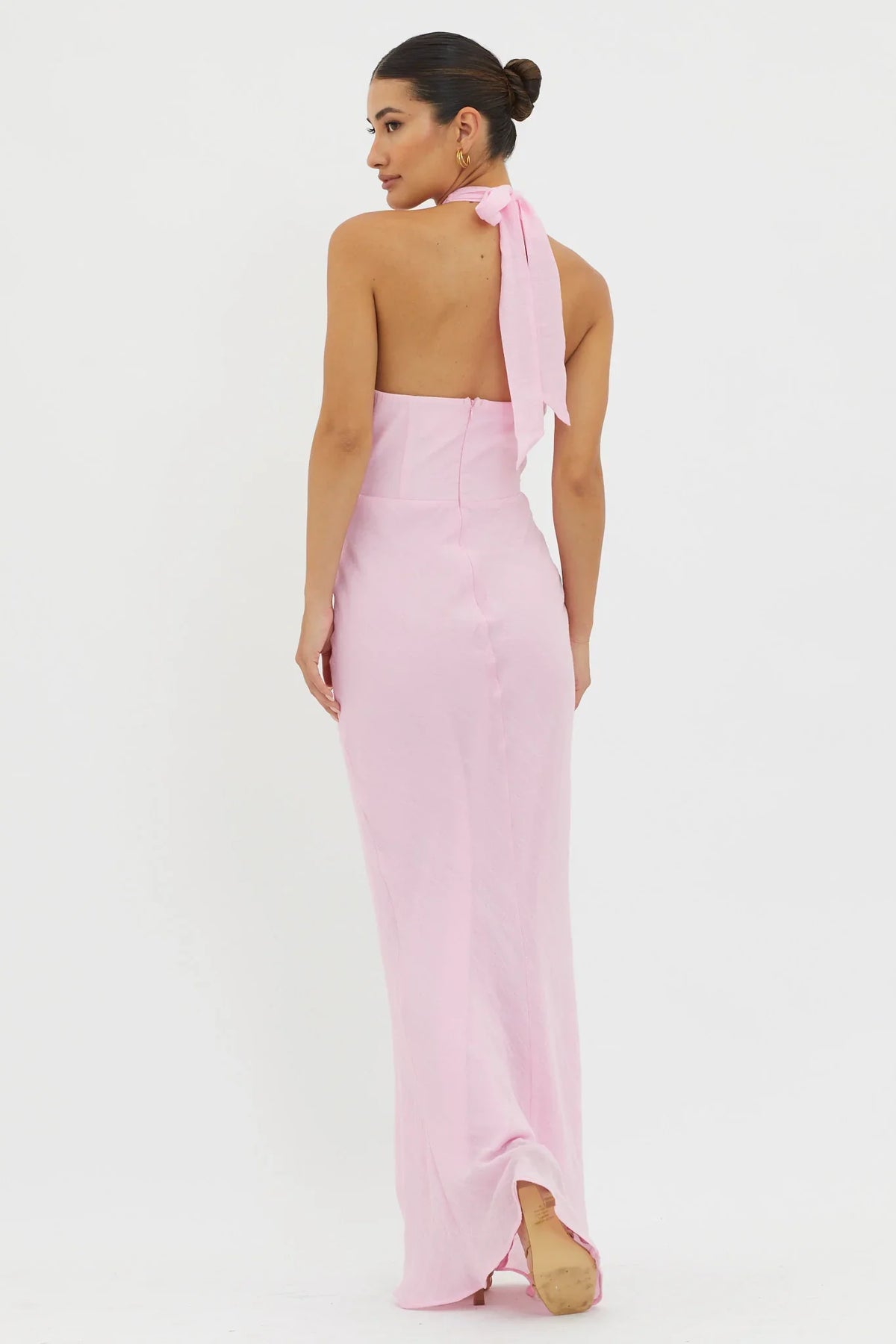 Topaz Skies Halterneck Ruffle Dress Pink