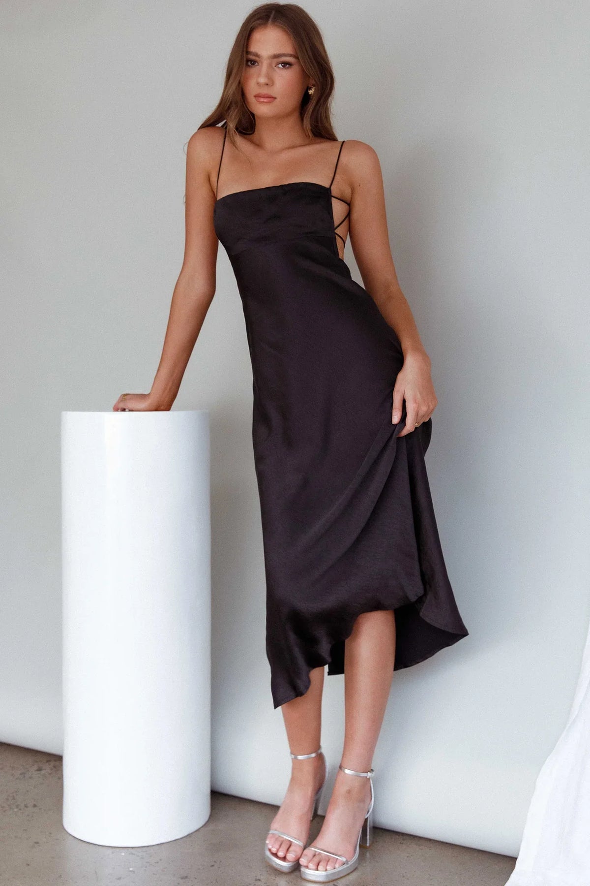 Dolce Life Low Back Midi Dress Black